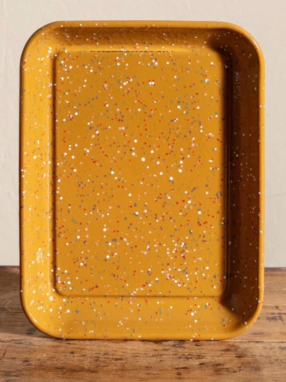 NWOT Lone Fox Mustard Yellow Enameled Splatterware Tray Fall 2025